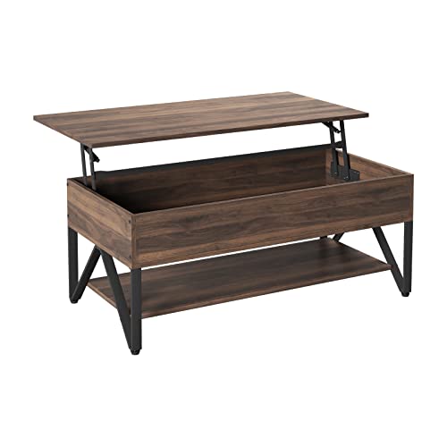 Mesa de centro elevable para salón en nogal