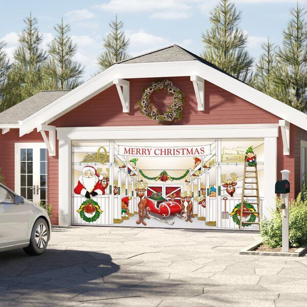 Santa's Reindeer Barn Garage Door Mural