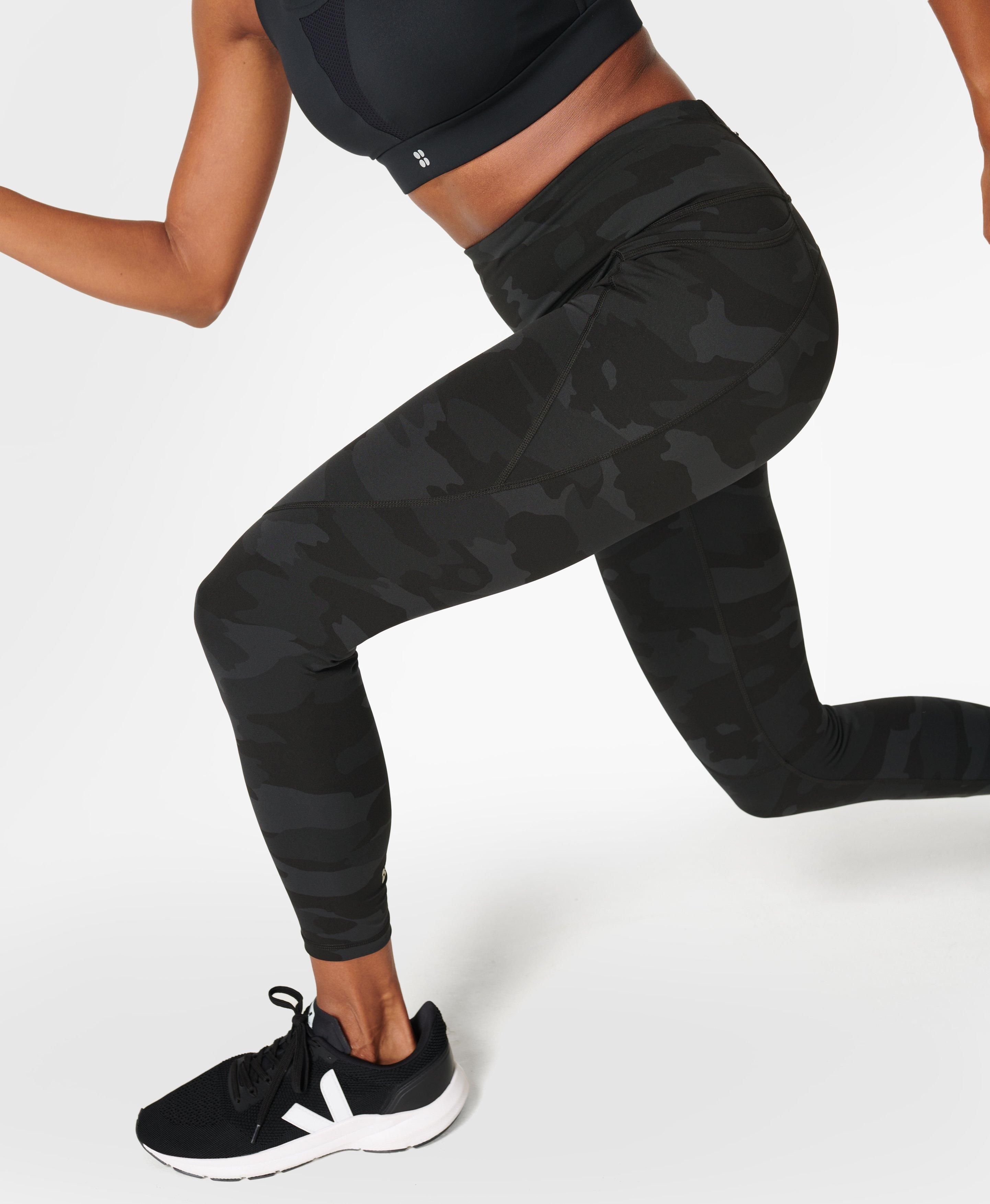 Power Workout Leggings - Ultra Black Camo Print, Women's Leggings