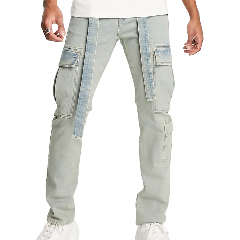 Belted Cargo Straight Leg Jeans