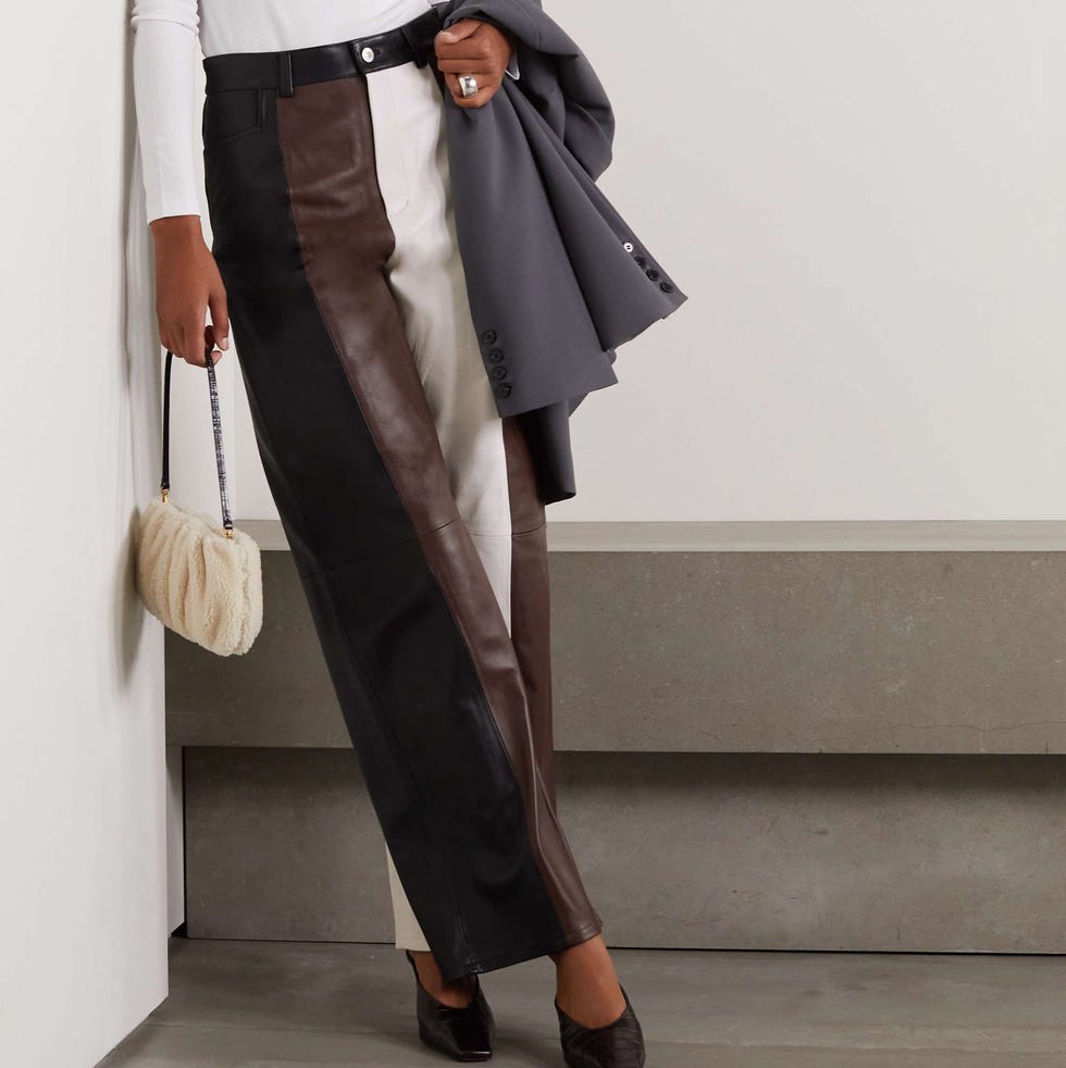 Magnolia Color-Block Leather Wide-Leg Pants Magnolia Color-Block Leather Wide-Leg Pants