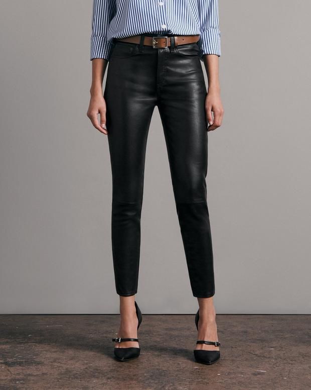 Mugler Embossed Skinny High-rise Faux-leather Trousers in Black | Lyst
