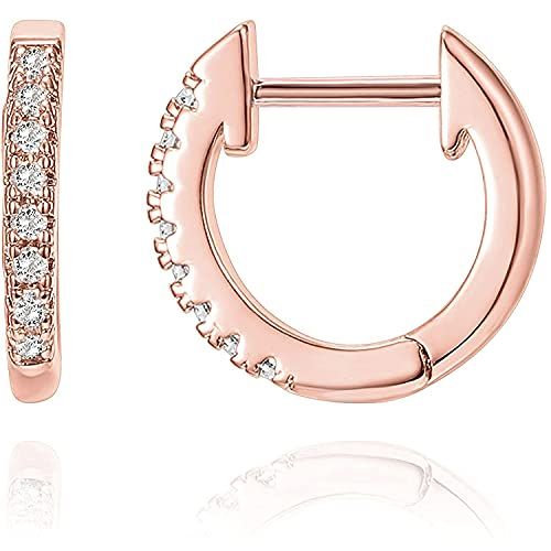 Rose Gold and Cubic Zirconia Huggie Earrings