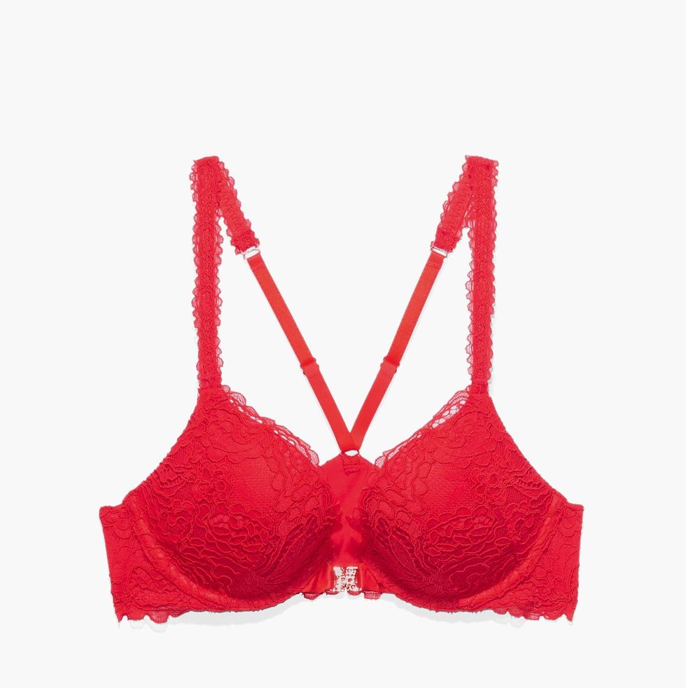  Victorias Secret So Obsessed Wireless Push Up Bra, Padded,  Plunge Neckline, Smoothing, Bras For Women, Red