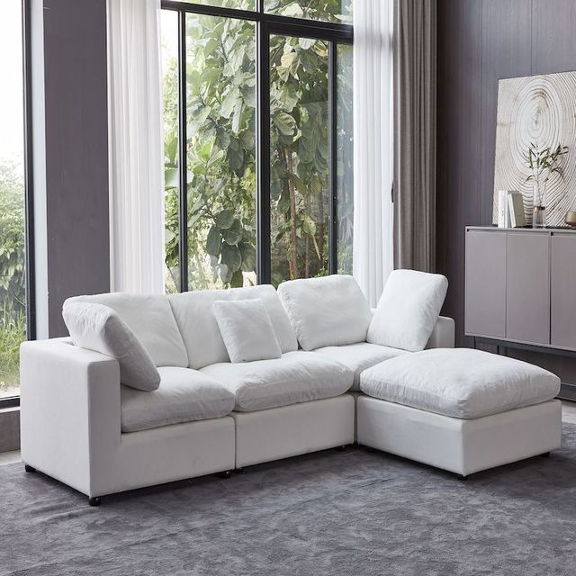 Jossy Modern Feather Sectional Upholstered Sofa
