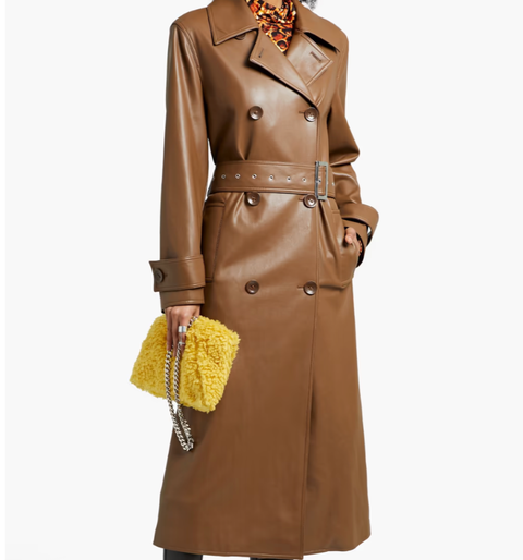 burberry leather detail trench coat