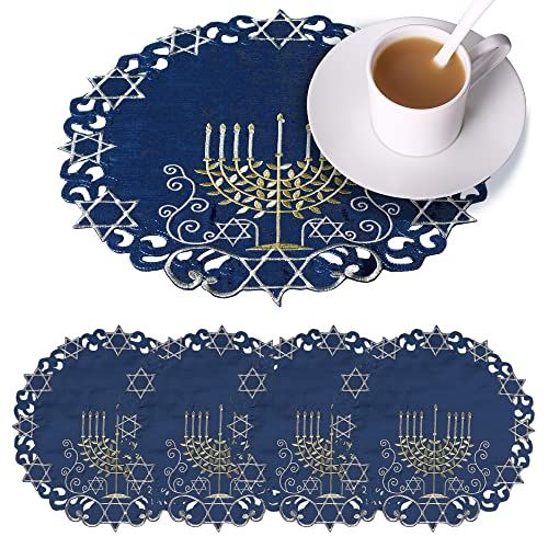 Embroidered Hanukkah Placemats (Set of 4)