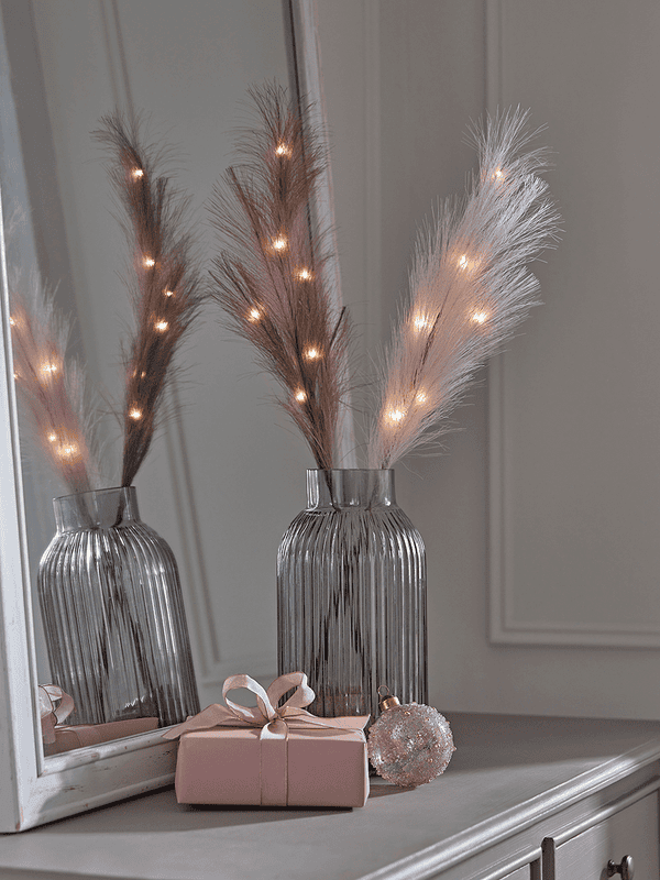 Two Lit Faux Brush Pampas - Blush Mix
