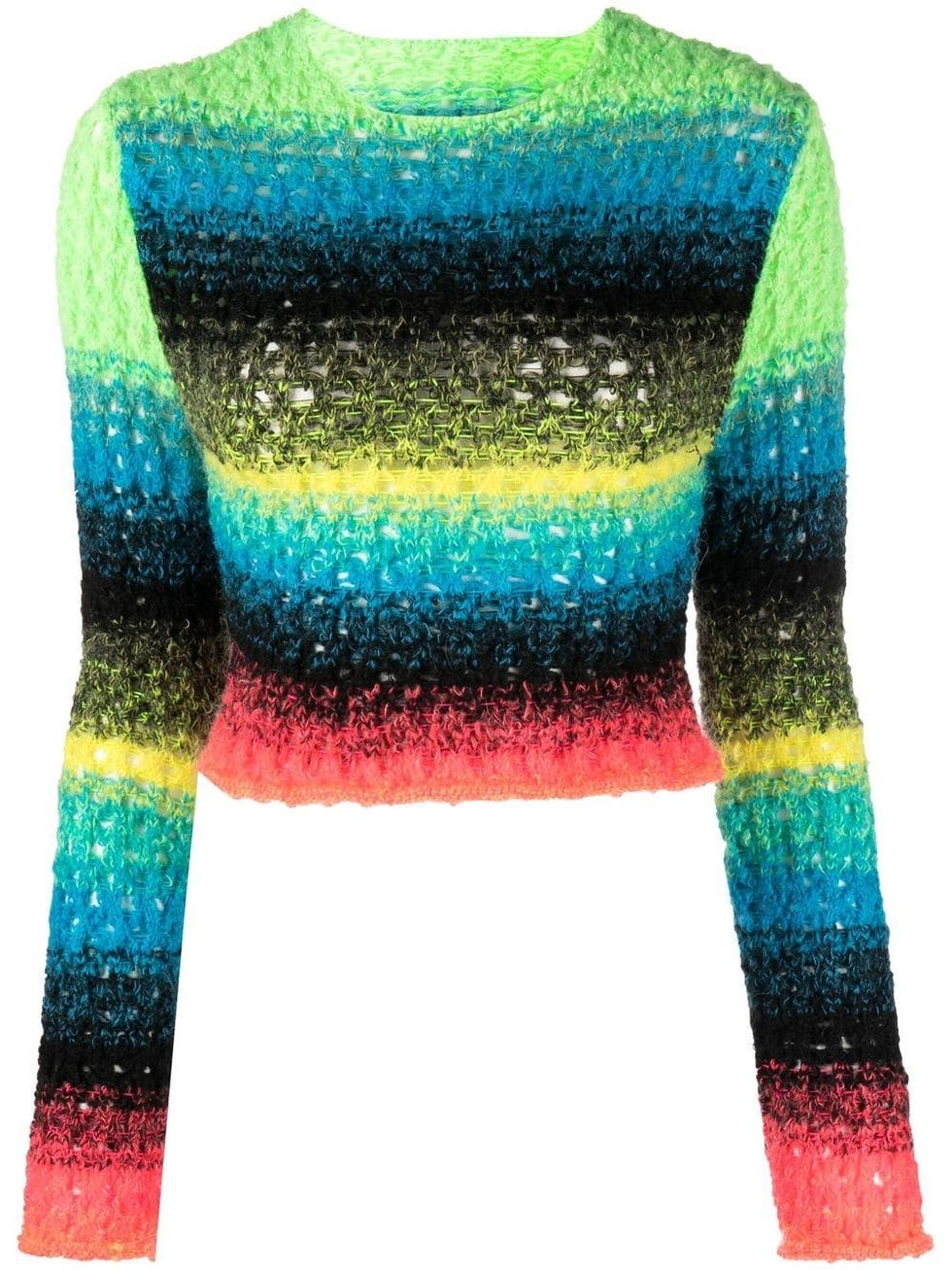 Colour-block open-knit jumper