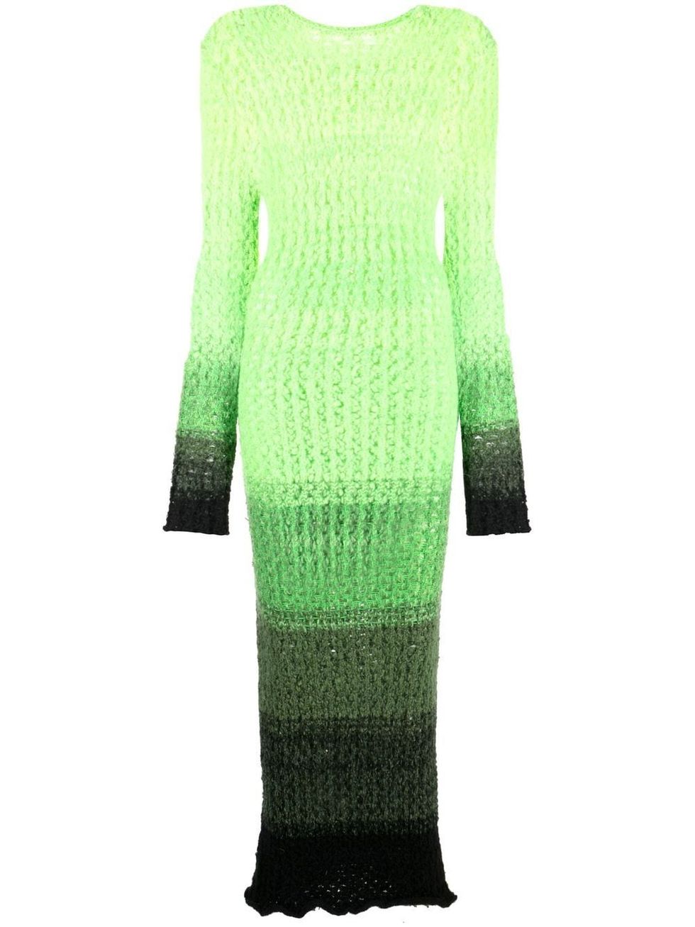 Faded-effect open-knit dress
