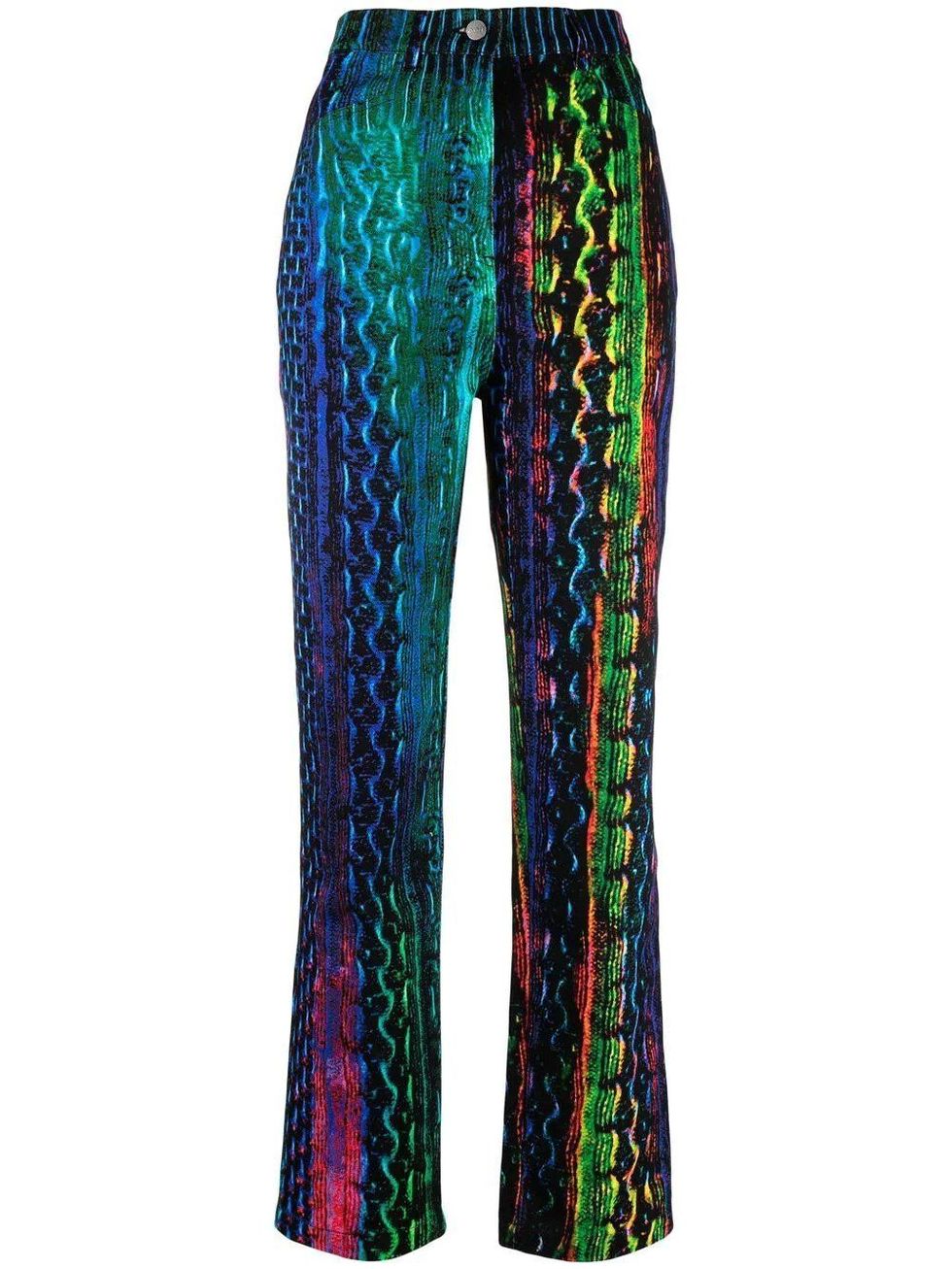 Snakeskin-print straight-leg jeans
