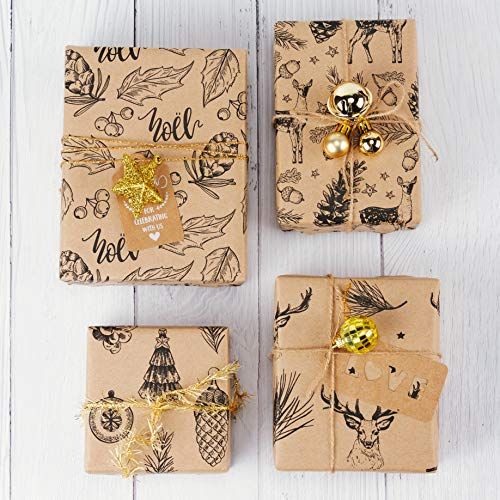 RUSPEPA + Kraft Wrapping Paper with Gold Foil