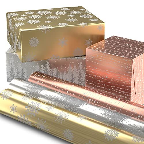 Christmas Gift Wrapping Paper-Red and White Paper with a Metallic foil –  Ruspepa