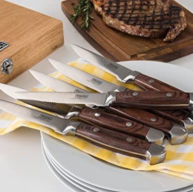 Viking German Stainless Steel Pakka Wood Steak Knife Set, 6-Piece