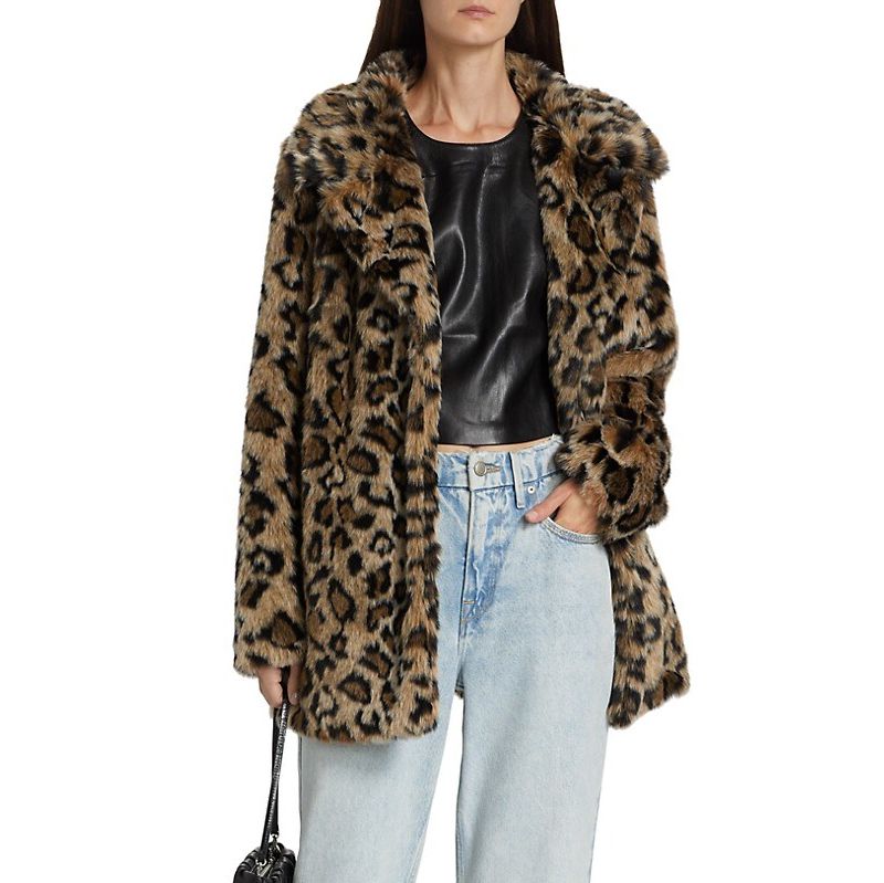 Lola Leopard-Print Faux Fur Blazer