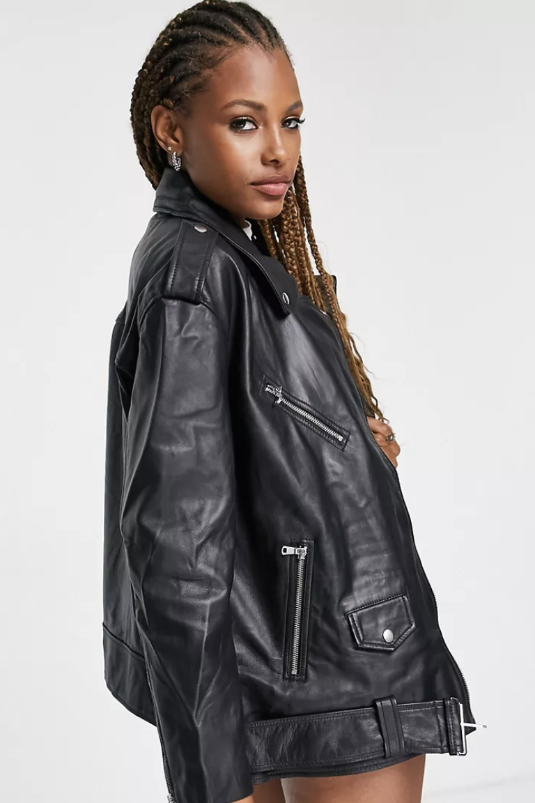 Oversize Leather Moto Jacket