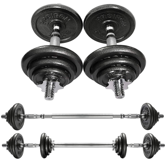 20kg Cast Iron Adjustable Dumbbell and Barbell Set