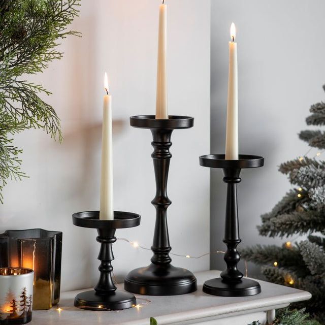 Sofia Large Candlestick in Black