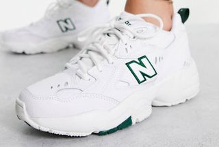 white and green 608 trainers