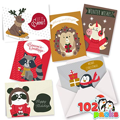 Tarjetas de felicitación de Navidad con diseños de animales