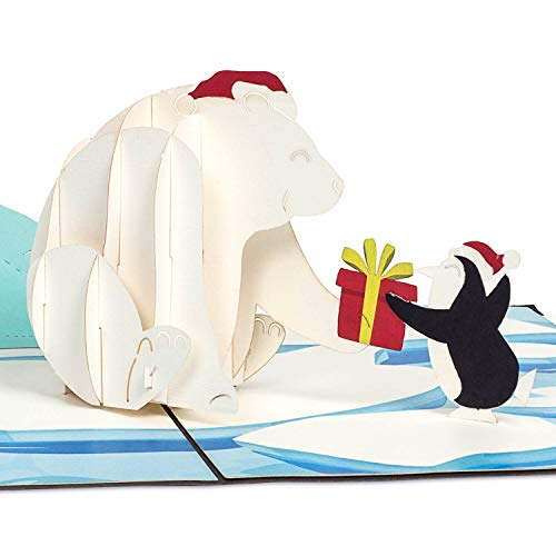  Tarjeta de Navidad con diseño de oso polar y pingüino en 3D