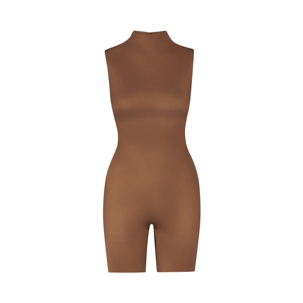 SKIMS All-in-one Long Sleeve Mid Thigh Onesie - Brown