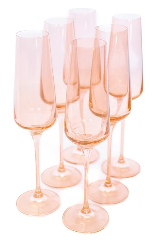 Set of 6 Champagne Glasses in Pink