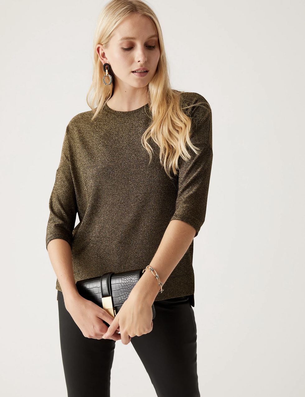 Sparkly Round Neck Regular Fit Top