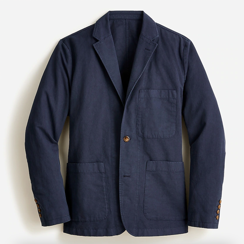 Slim-Fit Garment-Dyed Cotton-Linen Chino Suit Jacket