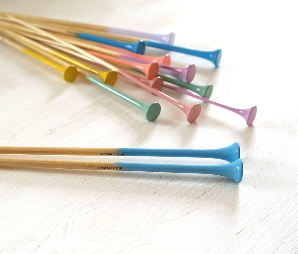 Rainbow Dip Painted Knitting Needles