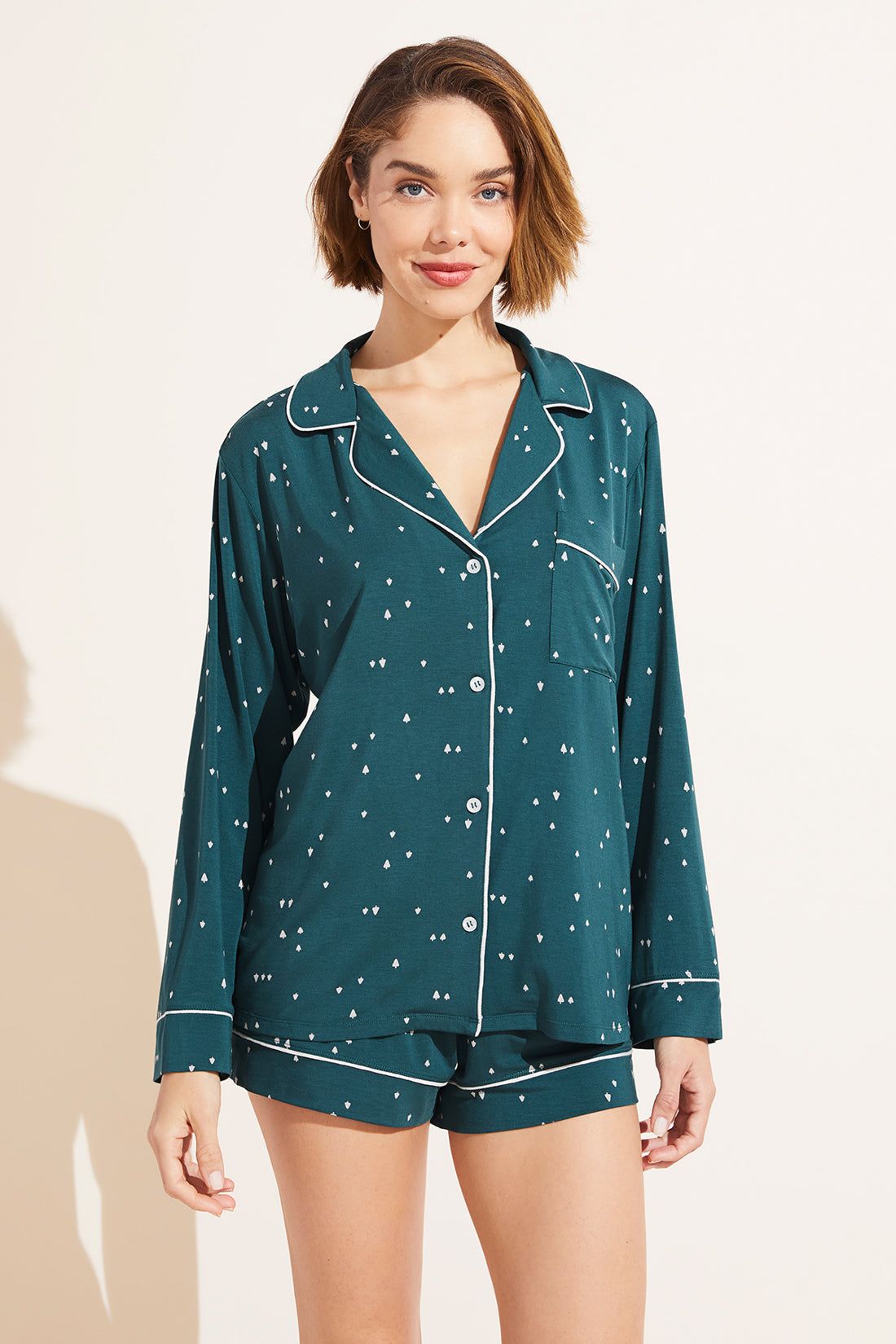 eberjey gisele long sleeve short pajama set