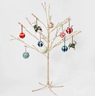 White and gold metallic thread large Christmas tree
