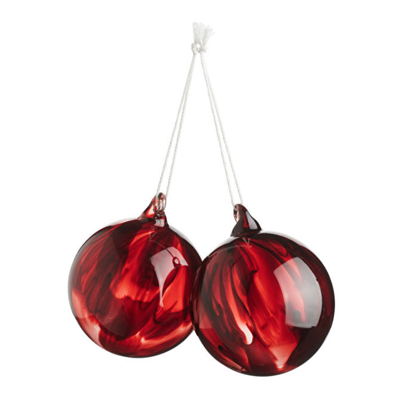 Painted Glass Baubles Set of 2