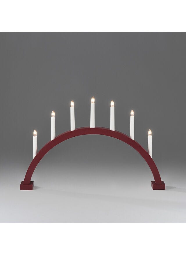 7 Bulb Red Curved Candlestick