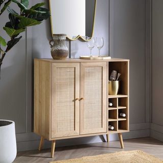 Frances woven bamboo wine cabinet