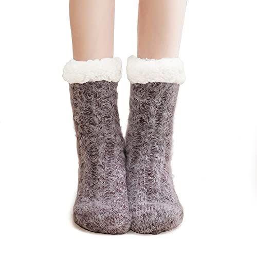 Women's Plush-lined Warm Slipper Socks With Anti-skid Sole Thickened Floor  Socks For Home & Sleep | SHEIN