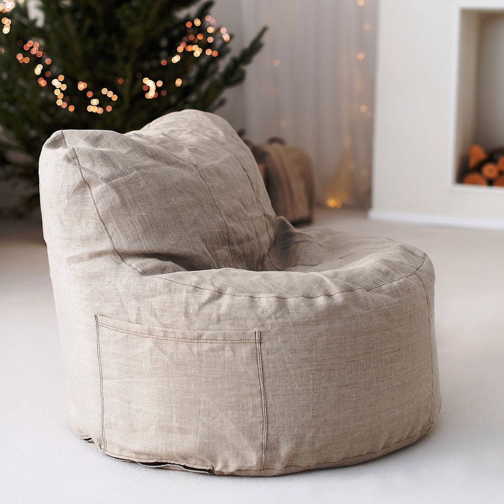 100% Natural Linen Fabric Bean Bag Chair Shell and Cover