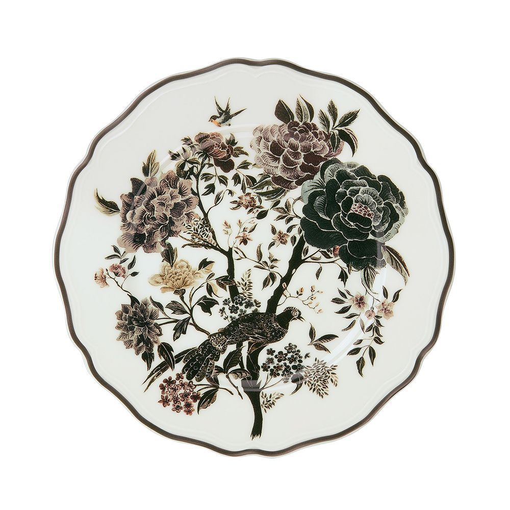 Smoky Jardin d'Hiver Large Night Bird Dessert Plate