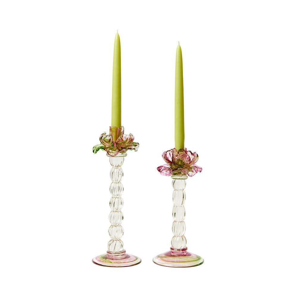 Pair of Vintage Venetian Rose Candlesticks