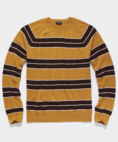 Striped Merino Crewneck Sweater in Honeycomb