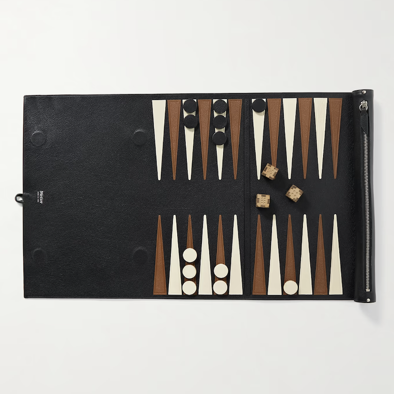 Full-Grain Leather Backgammon Set