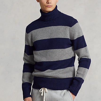 Striped Wool-Cashmere Turtleneck Sweater