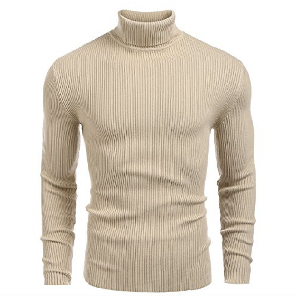 Ribbed Slim Fit Knitted Pullover Turtleneck