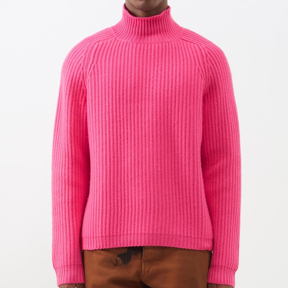 Ribbed-Knit Merino Roll Neck Sweater