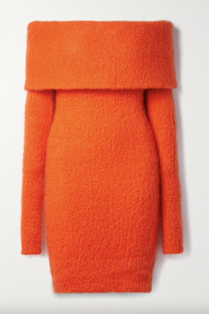 Aria off-the-shoulder brushed-knit mini dress