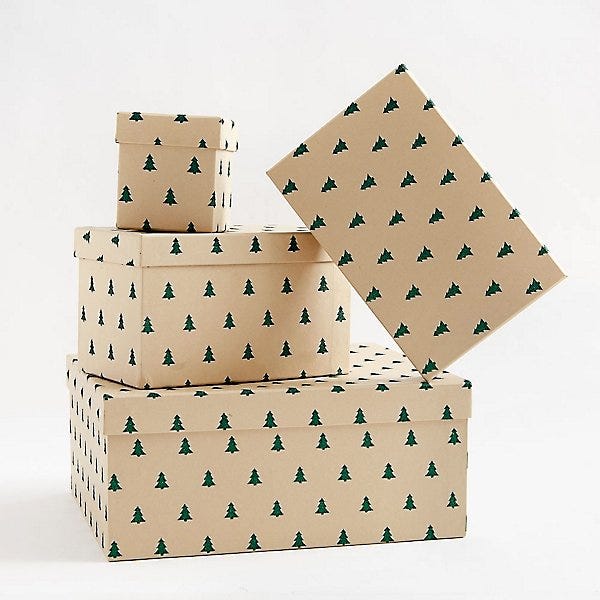 Paper Source Green Glitter Tree Gift Boxes