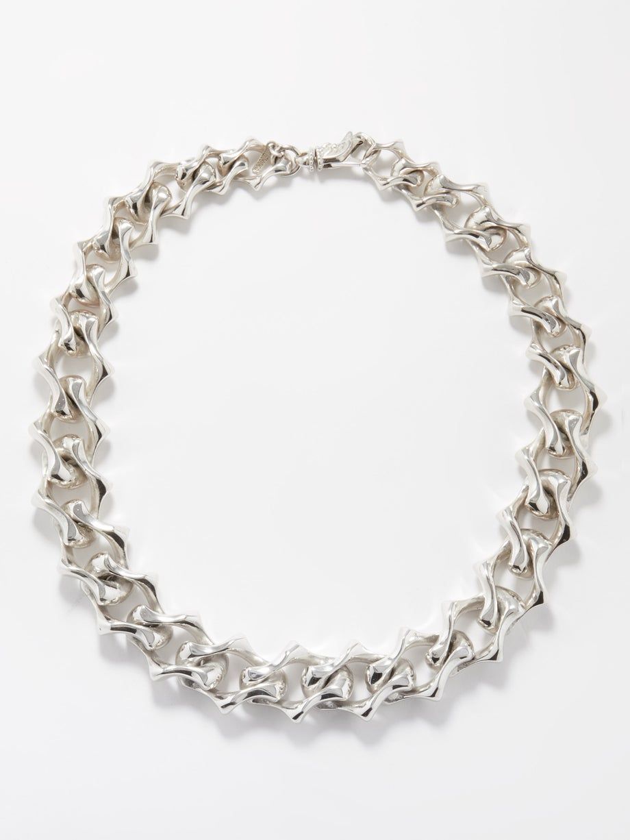 Distorted Chain-Link Sterling Silver Necklace