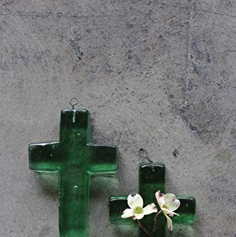 Recycled Glass Hanging Cross