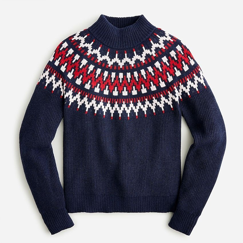 Fair Isle Mockneck Pullover Sweater