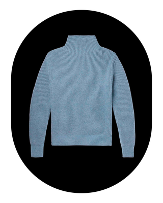 Stand-Collar Ribbed Virgin Wool Sweater